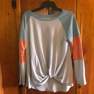 24/7 Maurices Long Sleeve Knot Front Top